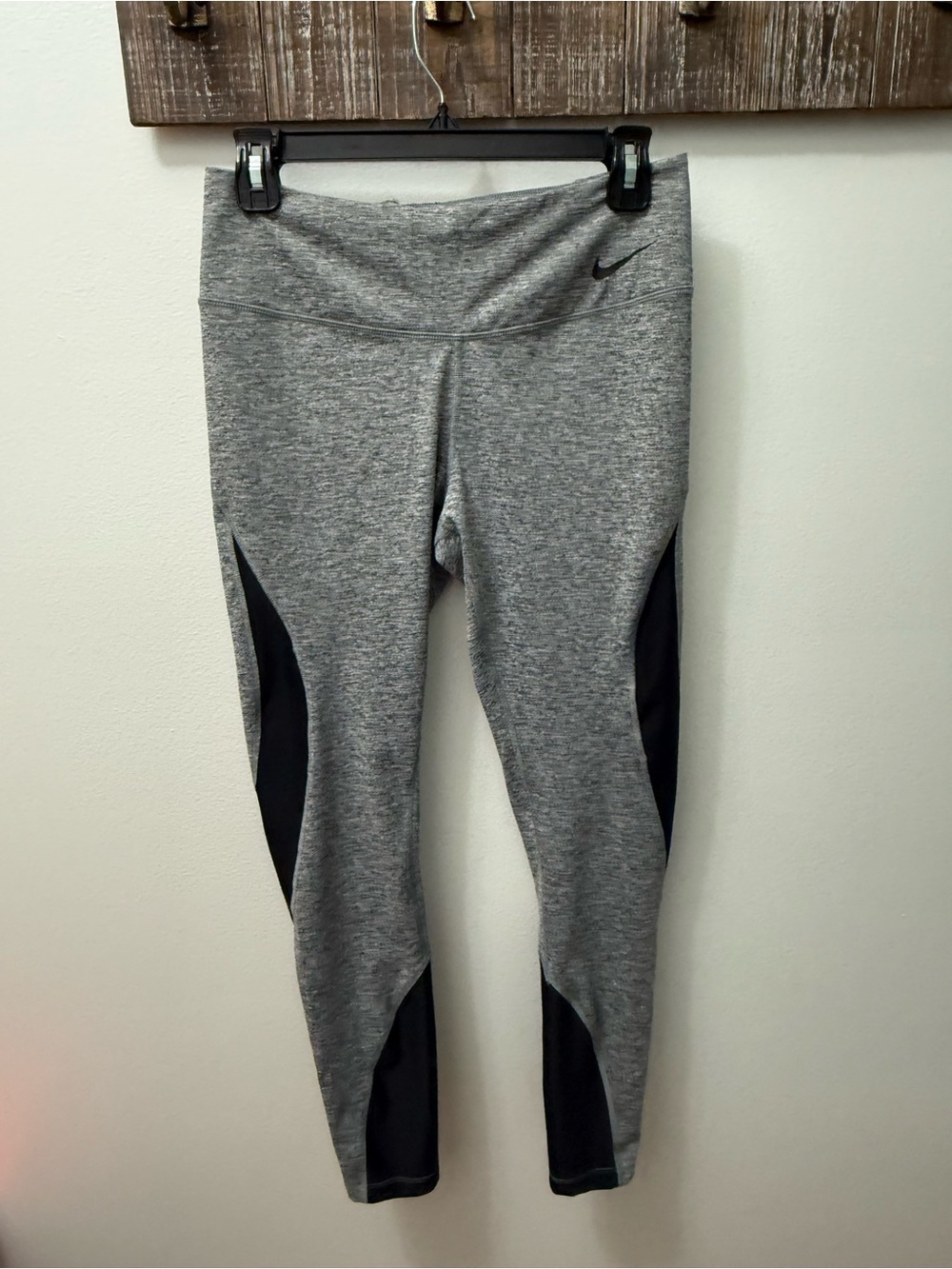 Nike Grey Heather Leggings with Black Accent Panels